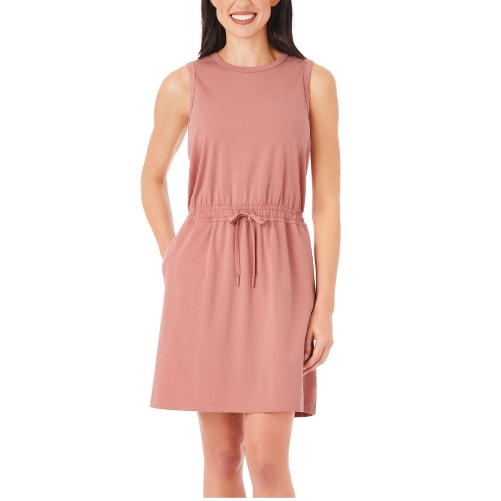 🎉Members Mark Women's Favorite Sleeveless Pink Dress w/ Drawstrings & Pockets